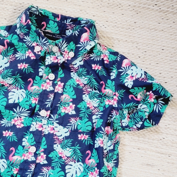 Janie and Jack Button-up Tropical Hawaii Print Shirt - Picture 3 of 7